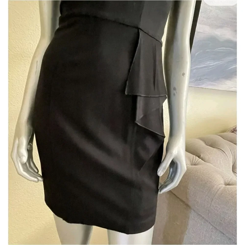 Bebe black mini dress with side ruffle detail